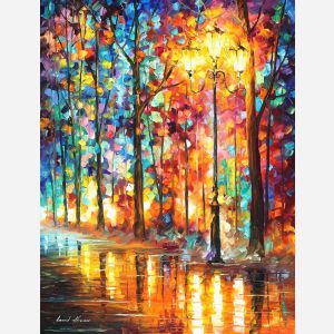 alley by the lake, alley by the lake Leonid Afremov, Leonid Afremov alley by the lake